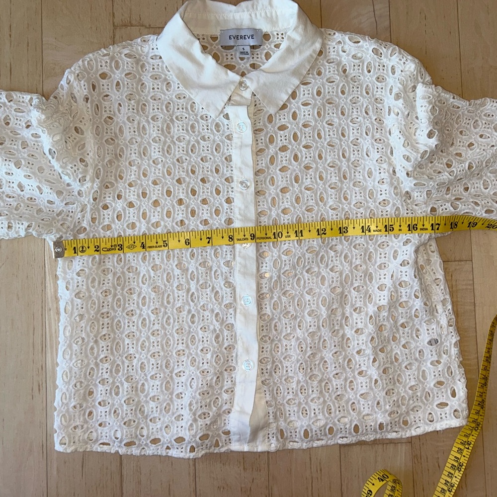 Evereve Women’s Willow Cutwork White Eyelet 100% Cotton Shirt Size Small - Picture 11 of 15